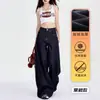 Calça Jeans Larga Azul Escuro Estilo Americano para Mulheres Outono 2025 Nova Cintura Alta Emagrecimento Caimento Petite Comprimento Total
