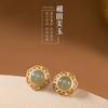 Brincos de prata esterlina S925 Hetian jade Jade Sul vermelho retro personalidade temperamento padrão oco brincos femininos brincos