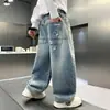 Calça Jeans Masculina Primavera e Outono 2026 Novo Estilo Primavera Solta Longa para Crianças Maiores Calça Casual Masculina de Primavera Tendência