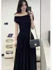 Vestido Longo Preto Tomara que Caia para Mulheres, Vestido de Verão 2026, Vestido Preto Pequeno Estilo Hepburn Acinturado, Vestido de Socialite
