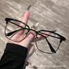 Óculos de Grau Masculino Modernos Tecnológicos Meia-Armação Lentes Transparentes Armação Quadrada Moldura Grande para Rosto