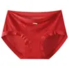 Estilo Nacional Ropa Interior de Seda Helada para Mujer Cintura Media-Alta 10A Antibacteriana Transpirable Refuerzo de Seda Extendido 2026 Nuevo Tallas Grandes