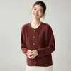Cachemira Otoño/Invierno 2026 Nuevo Suéter de Punto para Mujer con Dobladillo Enrollado, Cuello Redondo, Textura Irregular, Botones, Moda, Versátil, Capa Base, Suéter, Cárdigan