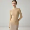 Suéter 100% cachemira pura para mujer, cuello redondo, jersey otoño/invierno, manga larga, tejido ajustado, capa base suave y cómoda