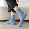 Calcetines de media caña al por mayor para hombre, Calcetines de media caña para otoño e invierno, Calcetines gruesos cálidos de rayas para el hogar, Calcetines largos de color liso para dormir