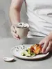 Set Creativo de Vajilla de Arcilla Estilo Japonés para Una Persona, Vajilla Doméstica, Bol de Arroz, Plato, Cuchara, Taza de Té, Set de Vajilla para Restaurante