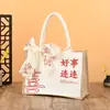 Sacolas de Compras de Juta Personalizadas, Sacolas Tote de Linho para Presente, Sacolas de Linho em Branco Pintadas à Mão com Impressão de Logo