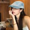 Gorra Delantera de Mezclilla Lavada Vintage Estilo Coreano para Mujer Primavera y Verano Combinación con Todo Cabeza Grande Cara Duchándose Pequeña Uso Inverso Lengua de Pato Sombrero Bailey