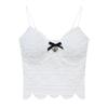 Top corto de tubo interior con tirantes pequeños de encaje negro, sexy, para chica, ropa exterior con almohadilla para el pecho para mujer