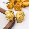 Brincos Irregulares Criativos Trançados Estilo Corte Retrô Francês Banhados a Ouro 18K Aço Titânio Moda Luxo Leve Brincos Elegantes