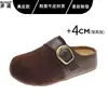 Em estoque~Versão em couro bovino super macia com sola grossa Birkenstock feminina bico fechado meio calce sem salto fácil de calçar sapatos casuais preguiçosos
