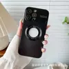 Funda con espejo protector de ventana grande de succión magnética con logo, adecuada para carcasa de teléfono móvil iPhone 15, cubierta protectora de carga mate Apple 14 13