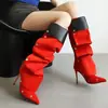 Modelo de salto fino desfile de moda 2026 novo estilo coreano outono e inverno botas femininas de salto alto, botas de tamanho grande, botas de dança, botas de ajuste fino
