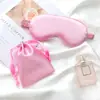 Set de dos piezas: antifaz de seda sintética de doble cara para dormir y bolsa con cordón, antifaz de seda auténtica bloqueador de luz y transpirable, venta al por mayor de fábrica