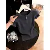 Blusa de tricô casual feminina petite, com zíper parcial e manga curta, moda verão, estilosa, modeladora, top versátil