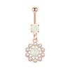 Piercing para ombligo de acero inoxidable con incrustaciones de diamantes y ópalo largo transfronterizo de Amazon, venta al por mayor