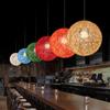 Lustre Redondo Criativo e Personalizado de Bola de Cânhamo Comercial Restaurante Bar Loja de Chá com Leite Bar de Arte Lâmpada Decorativa Tecida à Mão