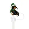 Tapas de Paja Navideñas Dibujos Animados Vaca de las Tierras Altas Tapones para Polvo 10 mm Cubiertas de Paja de Goma Suave Decorativas Impresas Regalos Festivos Venta al por Mayor