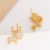 Aguja de plata S925 Corea del Sur simple pequeño lindo celebridad de Internet dulce exquisito todo-combinable aretes de botón de ciervo navideño al por mayor