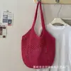 Bolso Tote Perezoso Nuevo Bolso de Hombro Casual para Playa Paja Tejido a Mano Gran Capacidad Vacaciones Bolso Hueco Tejido