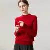 Suéter de Caxemira 100% caxemira pura de cabra suéter de gola redonda para mulheres, malha slim-fit de outono e inverno, top base macio e quente
