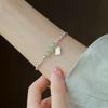 Pulseira requintada de prata 925 banhada a prata com imitação de jade Hetian, pulseira de prata quebrada para mulheres, nova pulseira chinesa, presente de jade