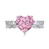 Anillo de Plata Esterlina S925 Explosiones Transfronterizas para Mujer Amor Rosa Corte Flor de Hielo Zircón Incrustado a Mano Anillo Cerrado para Mujer