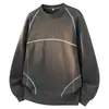 Sudadera Talla Grande M-8XL2026 Estilo Nuevo Sudadera Estampada para Hombre con Líneas Tridimensionales, Corte Holgado para Otoño
