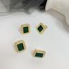 Pendientes Cuadrados Geométricos Simples Retro Coreanos de Plata S925 Pendientes Pequeños Delicados para Niña Clips para Orejas Sin Perforación