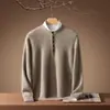 Suéter Masculino de Cashmere Gola Redonda Outono/Inverno 2026 100% Cashmere Puro de Cabra Botões Peça Falsa de Duas Peças Malha Solta Tamanho Plus