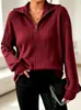 Sudadera con capucha cruzada europea y americana 2026 Amazon para mujer, nueva moda, cómoda, casual, de alta gama, color liso, holgada, con cuello de solapa