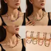 Collares y pendientes coloridos de pedrería exagerados, sencillos y elegantes de Europa y América, cadenas de clavícula de moda, collares completos de pedrería, suministro transfronterizo