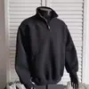Sudadera con capucha y media cremallera Retro Americana para Hombre Otoño Ajuste Limpio Top de Pareja Holgado Cuello Alto Sudadera con Capucha Sudadera Chaqueta
