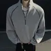 Sudadera de peso pesado estilo americano con cuello alto medio para hombre, marca de tendencia autumn cleanfit, elegante y genial, corte holgado, chaqueta con media cremallera para parejas