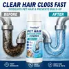 Kineshinex Polvo Limpiador de Desagües para Pelo de Mascota 100g Desagüe de Piso de Baño Área de Lavandería Limpiador de Cabello Gato