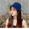 Chapéu de Pescador de Cor Pura de Alta Qualidade para Verão Chapéu de Sol Feminino Proteção Solar UV Chapéu da Moda