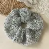 Scrunchie oco trançado estilo coreano resistente, elástico de cabelo com lantejoulas vintage ins, faz o rosto parecer menor, acessório de cabelo para rabo de cavalo, elástico