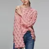 Suéter Tejido Hueco Holgado de AliExpress Transfronterizo Europeo y Americano Cuello Redondo Pulóver Delgado Manga de Trompeta Pulóver Suéter de Mujer de Moda