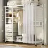 Guarda-roupa para uso doméstico no quarto, guarda-roupa simples para moradia alugada, armário de armazenamento durável, guarda-roupa de metal montado econômico