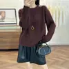 Suéter grueso de punto trenzado, cuello redondo, estilo coreano, corte holgado, 100% lana para mujer, diseñado para estilizar, moderno y versátil como capa base