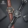 Reloj Mecánico Totalmente Automático Augusten Brand para Hombre Correa de Cuero de Negocios Luminoso Resistente al Agua Reloj Mecánico Reloj para Hombre