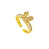 Popular Anillo de Oro Arena Vietnamita Simple Orejas de Conejo de Circonita Anillo para Dedo Índice para Mujeres Transfronterizo Joyería de Alta Gama Suministro de Yiwu