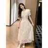 Comércio Exterior Transfronteiriço Tk Roupas Femininas 2026 Verão Novo Estilo Luxo Leve Retrô Crochê Francês Vazado Renda Solúvel em Água Vestido