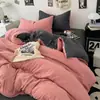 Ins estilo MUJI juego de 4 piezas de algodón puro súper suave y liso sábana para cama de dormitorio de algodón lavado minimalista japonés juego de tres piezas funda de edredón para una persona