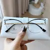 Montura de Gafas Metálica Estilo Cat-Eye Espejo Plano Ceja Miopía Diseño Hueco Simple Moda Negocios Hombres y Mujeres Gafas Anti-Luz Azul