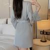 Elegante y Sexy Camisón de Talla Grande con Cordones y Copas en el Pecho, Conjunto de Camisón Fruncido y Bata para Mujer, Conjunto de Ropa para el Hogar 4302