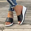 Sandalias de Verano Nuevo Estilo Moda Europea y Americana de Cuña Boca de Pez Casual Talla Grande para Mujer de Una Tira para Mujer