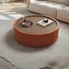 Mesa de Centro Redonda Estilo Cream Francês Sala de Estar Uso Doméstico Designer Criativo Luxo Leve Sensação de Alto Padrão Organização de Armazenamento Mesa de Chá