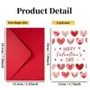 Juego de Sobres para Tarjetas de Felicitación de Amor del Día de San Valentín con Decoración de Patrón de Corazón Rosa, Tarjeta de Regalo de Bendición Romántica para Fiestas, Pedido Mínimo de 10 Juegos