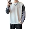 Novo Produto de Outono Listrado Assimétrico Sudadora Patchwork Masculina Estilo Coreano Casual Tendência Manga de Camisa Camiseta de Manga Comprida Masculina